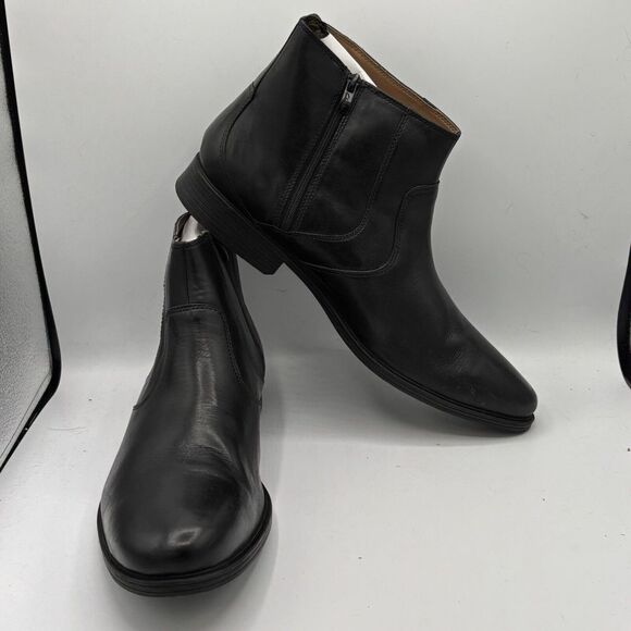 Clarks Men's Whiddon Zip Waterproof Black Leather Sz 14M - Picture 6 of 9